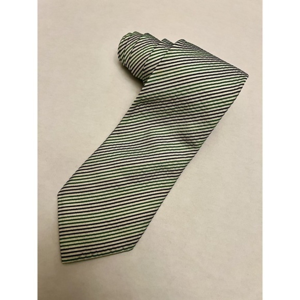 Mark Pendleton Tie Green Blue White Stripes Men Necktie Made in USA‎